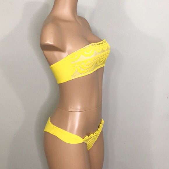 PILYQ gold lace bikini. NO STRAPS. Retails $192. Medium - Picture 3 of 16